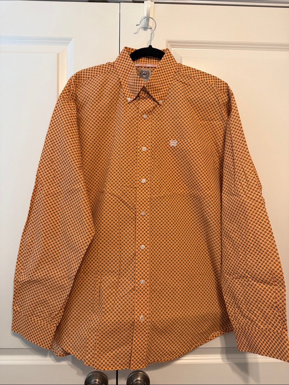 Cinch Men's Orange Geometric Print Button-Down Shirt